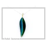 Olive Leaf minimal Pendant: Sterling Silver Enamel Floral Necklace