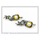 Natural Lapis Lazuli Olive Branch Earrings: Oxidized Sterling Silver, 18K Gold Filled Filigree Bezel