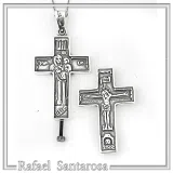 Byzantine Relic Holder Reliquary Cross Pendant: Oxidized Sterling Silver Cross for Men