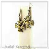 Byzantine Filigree Cross Dangle Drop Earrings: Sterling Silver, 18K Gold-Filled