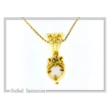 18K Solid Gold Byzantine Handmade Filigree Natural Pearl Pendant: Jewelry for her