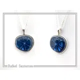 Chi Ro Christian Talisman Pendant: Sky Blue Enamel on Oxidized Sterling Silver Constantinato