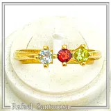 Sterling Silver 18k Gold Filled Ring with Garnet Topaz Peridot Handmade Modern Jewelry Design