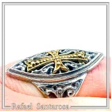 Medieval St John Knights Maltese Cross Ring: Oxidized & 18K Gold-Filled Sterling Silver Ring