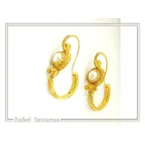 Ancient Greek Ionian Temple Column Natural Pearl Hoop Earrings Gold Filled Silver: Museum Jewelry