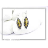 Maltese Cross Drop Earrings. Medieval Jewelry: Oxidized and 18K Gold-Filled Sterling Silver