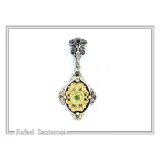 Genuine Peridot Byzantine Style Drop Necklace: Oxidized and 18K Gold Filled Sterling Silver