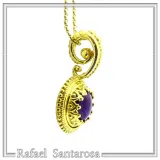 Genuine Lapis Lazuli Greek Filigree Pendant: Sterling Silver 18K Gold Filled Natural Pearl Necklace