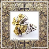 Byzantine Religious Cross Museum Inspired Ring: Oxidized Sterling Silver, 18K Gold Filled Filigree