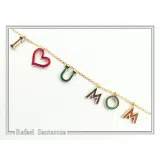 I LOVE U MOM Charm Personalised Necklace: Sterling Silver 18K Gold Filled Enamel Colored