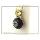 Art Deco Natural Amethyst Pendant: Oxidized and 18K Gold Filled Sterling Silver