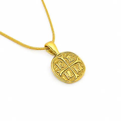 Extra Tiny Protection cross Konstantinato coin icxc nika necklace gold filled silver.