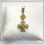 Byzantine Cross Necklace Sterling Silver Oxidized & 18K Gold Filled Handmade Pendant, Medieval Christian Jewelry