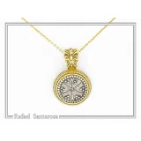 Chi Rho Christogram Jesus Symbol Necklace: Oxidized & Gold Filled Filigree Sterling Silver