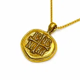 18k Gold Filled Sterling Silver Protection Christogram Cross Pendant: Christian Prayer Constantinato Charm