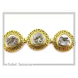 Ancient Greek Coin Greek key Beaded Bracelet: Oxidised and 18K Gold Filled Sterling Silver
