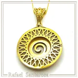 Ancient Greek Prayer Hymn to God Sun Pendant: 18k Gold Filled Silver, Sculptured Marble