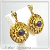 Ancient Greek Garnet Earrings, 18K Gold Filled Sterling Silver, Greek Museum Inspired