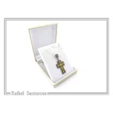 Byzantine Cross Necklace: 18k Gold Filled Filigree Silver Decoration on Oxidized Sterling Silver base