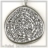 Ancient Greek Calendar Charm museum replica Oxidized Sterling Silver Phaistos Disc Pendant