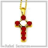 Tiny Cross Necklace: Hand Sculpted Alabaster Rose Flowers 18K Gold Filled Sterling Silver Cross