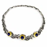Genuine Lapis Lazuli Olive Branch beaded Nature Symbol Necklace, Floral Sterling Silver Jewelry