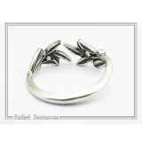 Oxidized Sterling Silver Olive Branch Adjustable Ring: Floral Jewelry Greek Mythology Peace Symbol