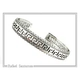 Greek Key Meander Oxidized Sterling Silver Cuff Bracelet, Museum Inspired Unisex Adjustable Jewelry