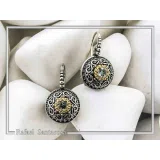 Byzantine Filigree Natural Gem Silver Earrings: Garnet, Topaz, Peridot, Amethyst, Pearl or Lapis