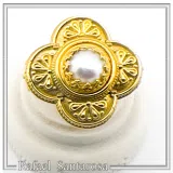 Byzantine Cross Ring: Natural Pearl, Sterling Silver 18K Gold-Filled Filigree