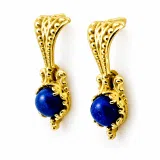 Byzantine Filigree Genuine Lapis Lazuli Delicate Earrings: Sterling Silver 18K Gold-Filled