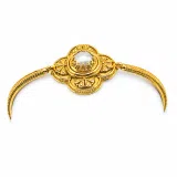 Byzantine Cross Pearl Filigree Bangle Bracelet: 18K Gold Filled Sterling Silver