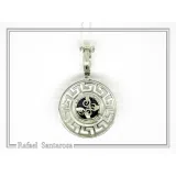 Natural Lapis Lazuli Greek Key Wreath Necklace: Sterling Silver Pendant