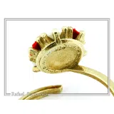 Red & White Roses Alabaster Gems Bouquet Adjustable Floral Statement Ring: 18k Gold Filled Silver