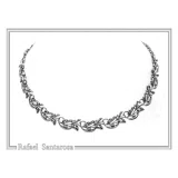 Olive Leaf Branch Beaded Floral Necklace Ancient Greek Symbol of Peace & Victory: Oxidized Silver