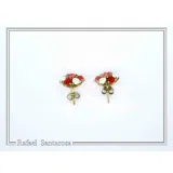 Floral Rose Flowers Shaped Alabaster Gems Stud Earrings: Bouquet of roses Silver Earrings