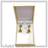 18K Gold Filled Sterling Silver Olive Branch Dangle Earrings: Floral Olive Greek Jewelry