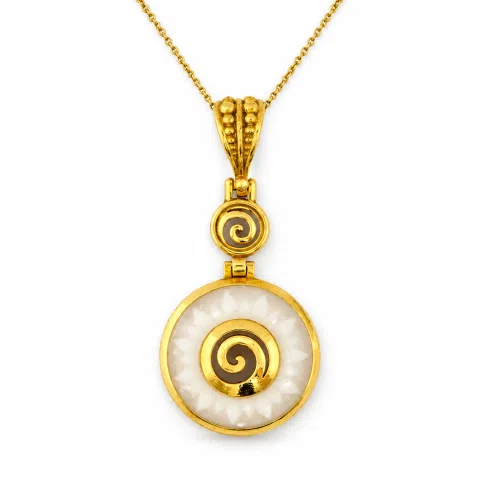 Greek Marble Sunflower Spiral Pendant: 18k Gold-Filled Sterling Silver Necklace