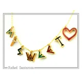 Personalized Names and Words Necklace: 18k Gold Filled Sterling Silver Enamel Colored Charm