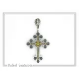 Peridot, Garnet, Topaz, Amethyst, Pearl or Lapis Oxidized Sterling Silver Byzantine Cross Religious Necklace