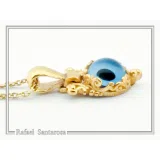 Evil Eye Necklace, Byzantine Filigree Talisman Against Evil: Sterling Silver 18K Gold Filled Charm