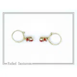 Red & White Roses Rose Flowers Shaped Alabaster Gems Drop Earrings: Sterling Silver 18K Gold-Filled