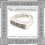 Handmade Greek Key String Meander Design Ring: Oxidized Sterling Silver Elegant Ring