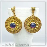 Ancient Greek Garnet Earrings, 18K Gold Filled Sterling Silver, Greek Museum Inspired