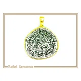 Ancient Greek Calendar Charm Phaistos Disc Pendant: Oxidized Sterling Silver, 18k Gold-Filled,