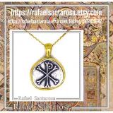 Chi Ro Jesus Name Christogram Pendant: Oxidized Sterling Silver Charm on Gold-Filled Base