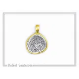 Ancient Greek Calendar Charm Phaistos Disc Pendant: Oxidized Sterling Silver, 18k Gold-Filled,
