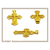 Byzantine Filigree Cross: 18k Solid Yellow Gold Greek Orthodox Religious Baptism Cross Pendant