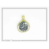 St George Killing Dragon Necklace Byzantine Talisman: Sterling Silver Oxidised & 18K Gold-Filled