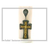 Byzantine Cross Necklace: 18k Gold Filled Filigree Silver Decoration on Oxidized Sterling Silver base